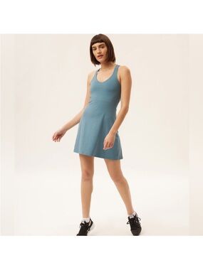 girlfriend collective Heather Mint Lola Athletic Dress builtin bra and shorts